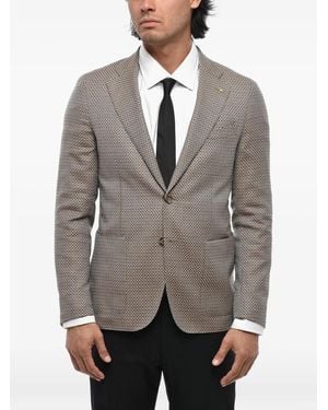 Corneliani Geometric-Pattern Wool Blazer - Grey