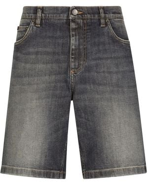 Dolce & Gabbana Light Blue Wash Stretch Denim Shorts - Gray