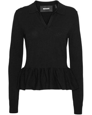 ROTATE BIRGER CHRISTENSEN Peplum Knit Top - Black