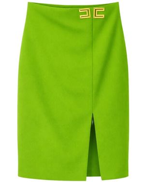 Elisabetta Franchi Buckle Slit Midi Skirt - Green