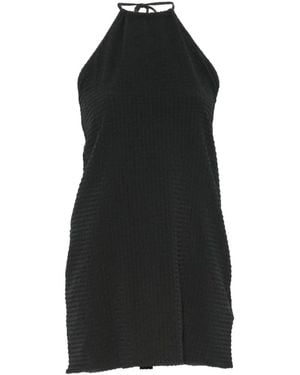 Hunza G Halterneck Crinkle-Effect Mini Dress - Black