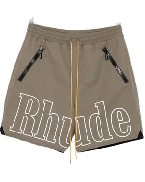 Rhude Logo-Print Drawstring Shorts - Grey