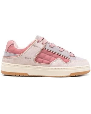 Date Suede Multi-Panel Lace-Up Trainers - Pink