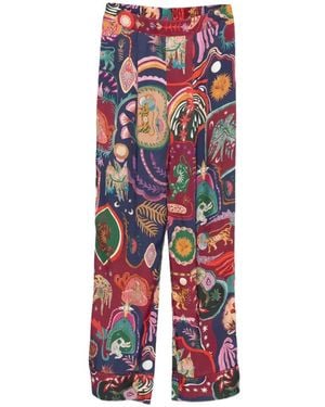 FARM Rio Elasticated-Waistband Patterned Trousers - Red