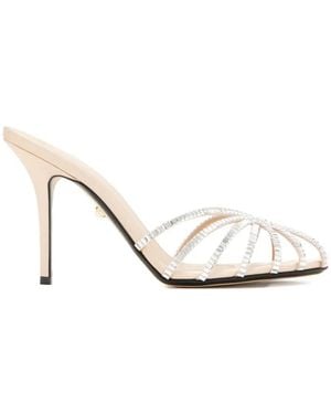 ALEVI Emily Crystal-Embellished Heeled Sandals - White