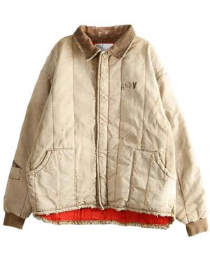PALY Distressed-Effect Quilted Jacket - Natural