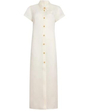 KHAITE Effy Buttoned Pocket Dress - White