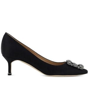 Manolo Blahnik 30Mm Hangisi Satin Court Shoes - Black