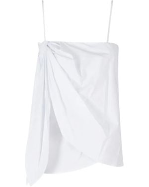 Isabelle Blanche Draped Spaghetti-Strap Top - White