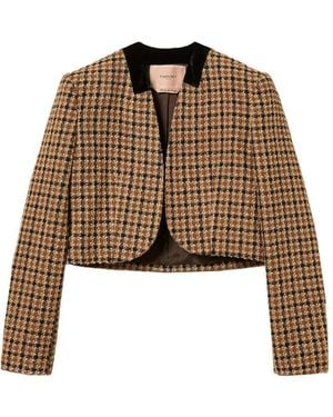 Twinset Check Bouclé Spencer Jacket - Marron