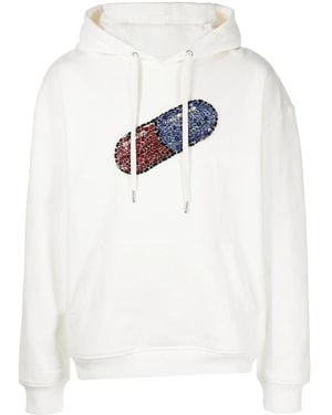 God's Masterful Children Pill Crystal-Embellished Hoodie - White