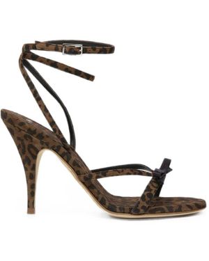 3Juin Leopard-Print Bow-Detail Sandals - White