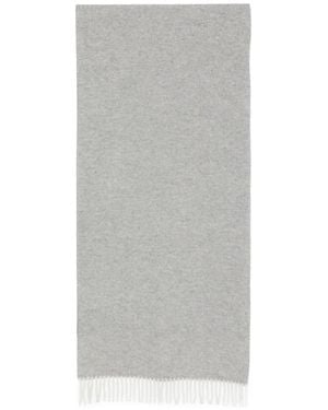 Gran Sasso Herringbone-Pattern Fringed Scarf - Gray
