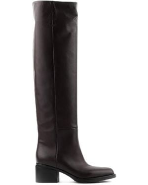 Elena Iachi Square-Toe Leather Boots - Black