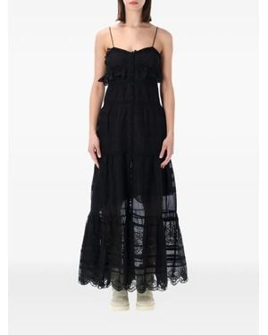 Isabel Marant Paule Broderie Anglaise Ruffled Dress - Black