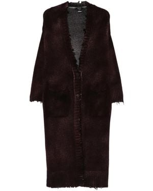 Avant Toi Distressed-Effect Knitted Coat - Black