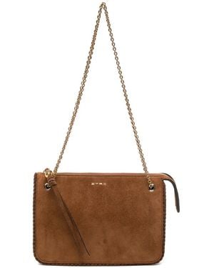 Etro Logo-Detail Letaher Shoulder Bag - Brown