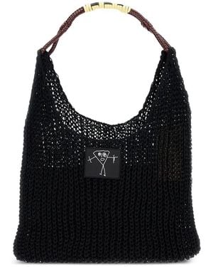 Plan C Logo-Patch Shoulder Bag - Black