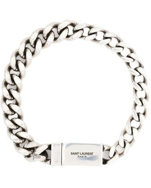 Saint Laurent Engraved-Logo Chain-Link Bracelet - Metallic