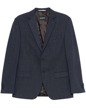 KARL LAGERFELD Single-Breasted Notch-Lapel Blazer - Blue