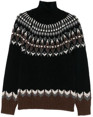 Dondup Maglione A Collo Alto Con Motivo Fair Isle - Nero