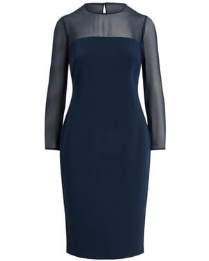 Ralph Lauren Crepe Chiffon-Yoke Maxi Dress - Blue