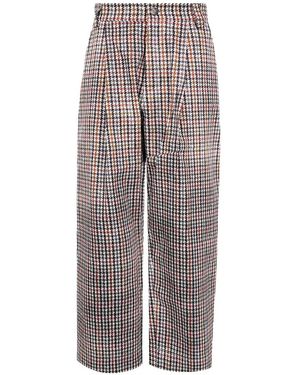Pierre Louis Mascia Houndstooth-Pattern Pleated Trousers - Grey