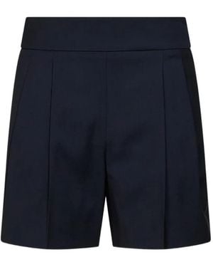 Max Mara Pleated Virgin-Wool Shorts - Blue