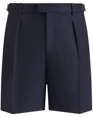 Manière De Voir Marin Tailored Pleated Shorts - Blue