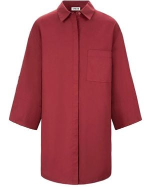 STAUD Chest-Pocket Button-Down Dress - Red