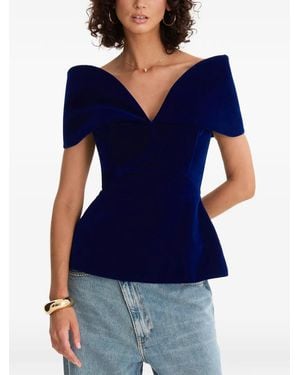 MOOS STUDIO Royal V-Neck Blouse - Blue