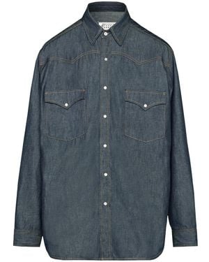 Maison Margiela Denim Shirt With Pockets - Blue