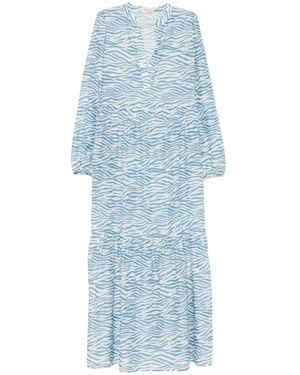 MC2 Saint Barth Sylvia Zebra-Print Maxi Dress - Blue