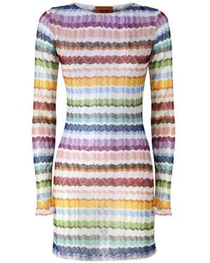 Missoni Vestido De Playa De Punto En Zigzag - Blanco