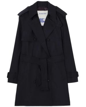 Burberry Short Wool Trench Coat - Blue