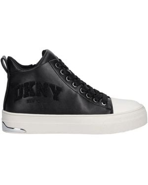 DKNY 35Mm Logo-Lettering High-Top Sneakers - Black