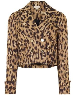 Temperley London Amara Leopard-Print Cropped Jacket - White