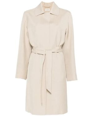 P.A.R.O.S.H. Belted Long Jacket - White