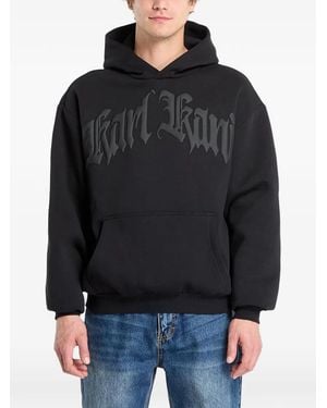 Karlkani Old English Logo-Appliqué Hoodie - Black