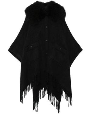 Moncler Mantella Con Frange - Nero