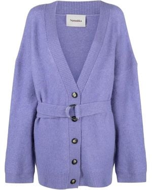 Nanushka Drop-Shoulder Belted Cardi-Coat - Blue