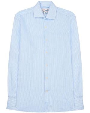 MC2 Saint Barth Pamplona Vertical-Stripe Long-Sleeve Shirt - Blue