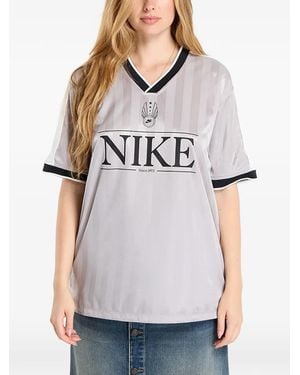 Nike V-Neck Logo-Print T-Shirt - Grey