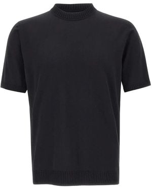 FILIPPO DE LAURENTIIS Ribbed Crewneck Short-Sleeves Jumper - Black