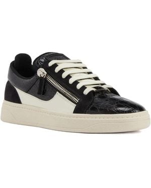 Giuseppe Zanotti Gz94 Crocodile-Effect Zip-Detail Trainers - Black