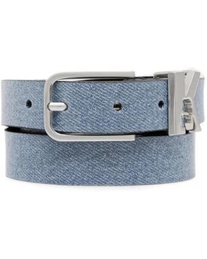 KARL LAGERFELD Logo-Plaque Denim Belt - Blue