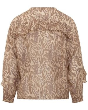 Ba&sh Tunella Ruffled Paisley Shirt - Natural