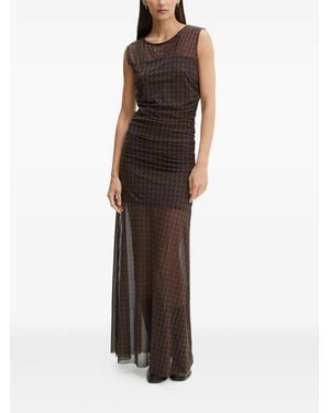 Gestuz Robe À Design Froncé - Marron