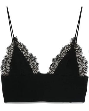 David Koma Haut Crop À Détail En Dentelle - Noir