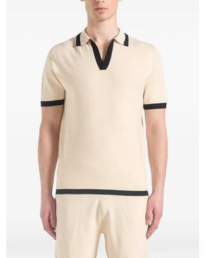 Manière De Voir Lambert Contrast-Detail Knit Cream Polo Shirt - Natural